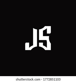 Monograma del logotipo de JS con plantilla de diseño de elementos cortados en piezas