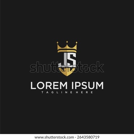 JS luxury letter monogram for crown and shield logo design