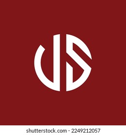 JS monogram letter logo design with white and red