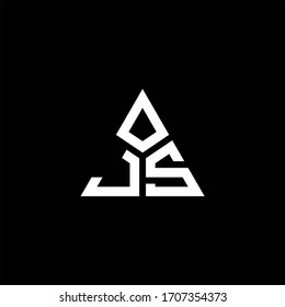 JS monogram logo with 3 pieces shape isolated on triangle design template
