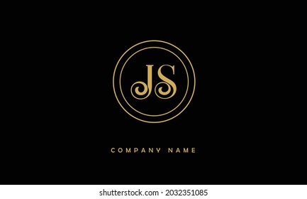 Monograma del logotipo de las letras de los alfabetos de JS, SJ