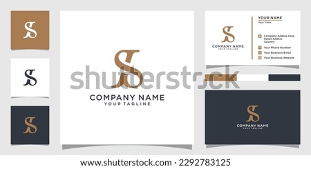 JS or SJ initial letter logo design vector with business card design.