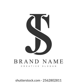 JS trendy logotype template. Initial letter j and s classic font style. Creative logo for company name or identity. Vector illustration.