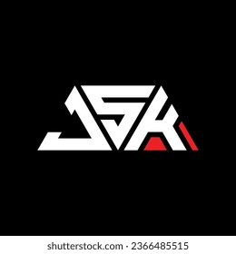 Diseño del logotipo de la letra del triángulo JSK con forma de triángulo. Monograma de diseño del logotipo del triángulo JSK. Plantilla de logotipo vectorial de triángulo JSK con color rojo. Logotipo triangular JSK Diseño sencillo, elegante y lujoso.