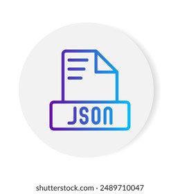 Json document format file icon. with gradient outlines. vector illustration.