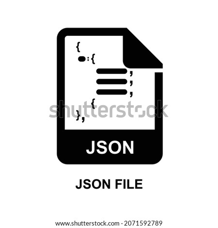 JSON file format icon isolated on white background vector illustration.