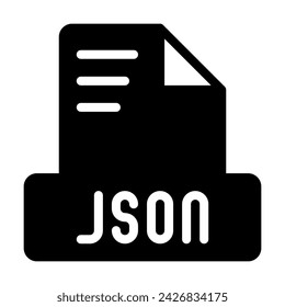 Icono de archivo Json diseño simple estilo sólido. icono de archivo de texto de documento, ilustración vectorial.