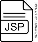 JSP File Format Line Vector Icon Design