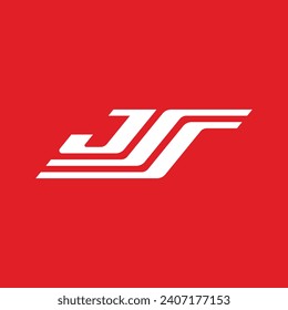 JSS letter monogram logo design vector with red background