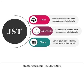 JST - Joint supervision Team acronym. Infographic template with icons