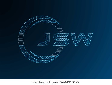 JSW low poly letter logo vector design. JSW lower poly logo design. Low poly logo.