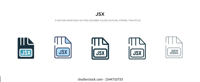 jsx icon in different style vector illustration. two colored and black jsx vector icons designed in filled, outline, line and stroke style can be used for web, mobile, ui