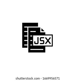 Jsx icon vector in black solid flat design icon isolated on white background