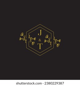 JT elegant wedding initial logo in high quality professional design that will print well across any print media