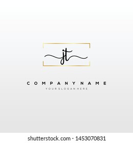 JT handwriting initial logo template vector.