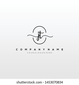 JT handwriting initial logo template vector.