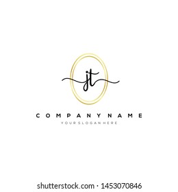 JT handwriting initial logo template vector.