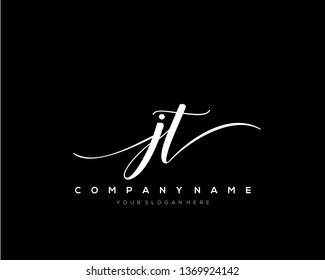 JT handwriting initial  logo vector