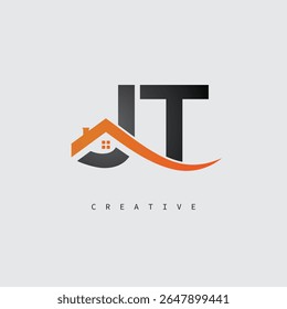 JT House Letter Logo – Creative Real Estate Monogram with Roof Shape and Home Icon for Property, Architecture and Modern Branding Identity