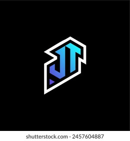 JT initial gradient blue gaming concept ideas for esport team, twitch and streamer