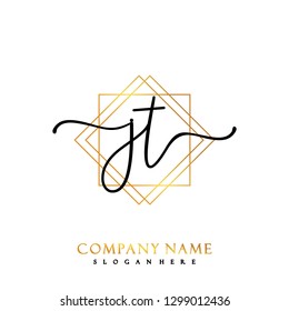 JT Initial Handwriting logo template vector