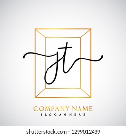 JT Initial Handwriting logo template vector