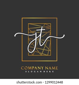 JT Initial Handwriting logo template vector