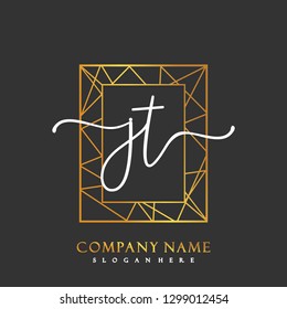 JT Initial Handwriting logo template vector