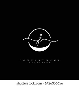 JT initial handwriting logo template vector