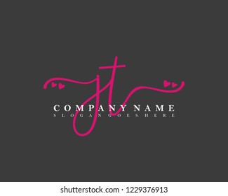 JT Initial handwriting logo vector