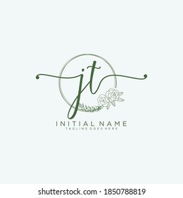 JT Initial handwriting logo vector