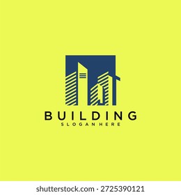 Logotipo inicial de construção de carta JT para imóveis com design quadrado