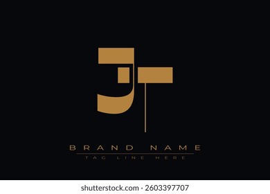 JT initial letter logo design. Letter J and T luxury alphabet letter logo icon template