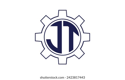 JT initial letter mechanical circle logo design vector template. industrial, engineering, servicing, word mark, letter mark, monogram, construction, business, company, corporate, commercial, geometric