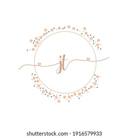 JT Initial monogram handwriting luxury illustration