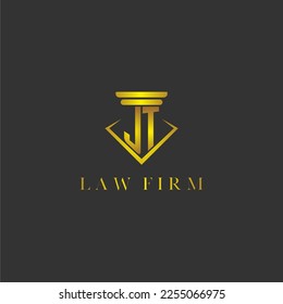 Logotipo de monograma inicial JT para la firma de abogados con diseño de polígono creativo
