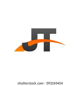 JT initial overlapping swoosh letter logo black orange