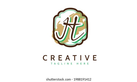 JT Initials, handwriting logo vector