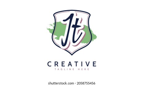Jt Initials, handwriting logo vector