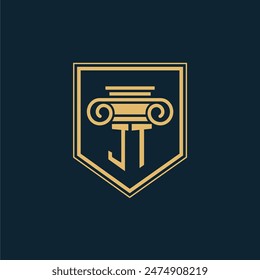 JT Initials Law Firm Logo Lawyer logo with creative law element