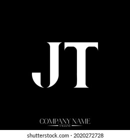 JT J T letter logo design. Initial letter JT uppercase monogram logo white color. JT logo, J T design. JT, J T	
