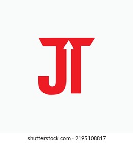 JT Letter arrow up logo vector image