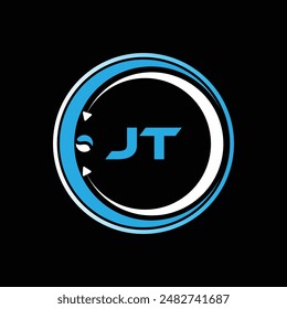 JT letter logo design with a circle shape JT Logo design. JT letter logo creative design. JT unique design.