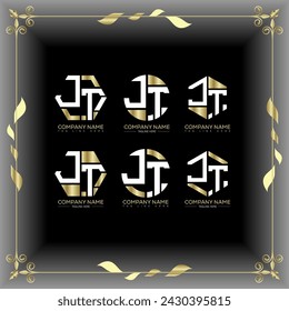 JT letter logo set design.JT monogram polygonal and circle shape vector. JT unique design.
