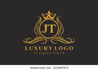 JT Letter Royal Luxury Logo template in vector art for Restaurant, Royalty, Boutique, Cafe, Hotel, Heraldic, Jewelry, Fashion and other vector illustration.