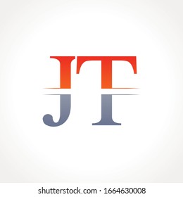 Plantilla vectorial de diseño de logotipo de tipo de letra JT. Diseño del logotipo de la carta abstracta JT