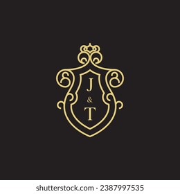JT line vintage initial logo in high quality professional design that will print well across any print media