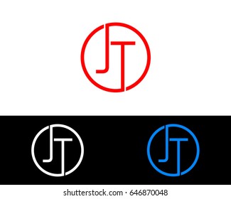 Jt Logo. Letter Design Vector with Red and Black Gold Silver Colors
