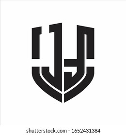 JT Logo monogram with emblem shield shape design isolated on white background