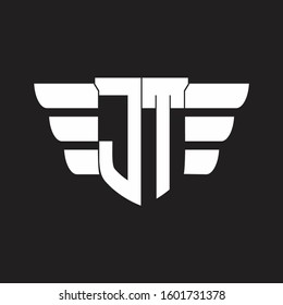 JT Logo monogram with emblem and wings element design template